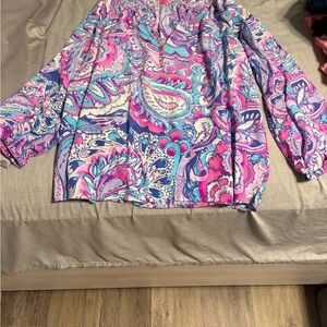 Lilly Pulitzer Pink and Blue Paisley Blouse